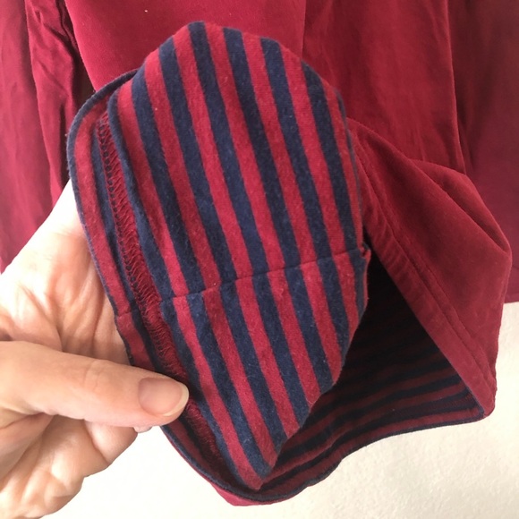 Janie and Jack Boys Maroon Reversible Moose Longsleeve Striped Shirt - Size 7 - Picture 3 of 6